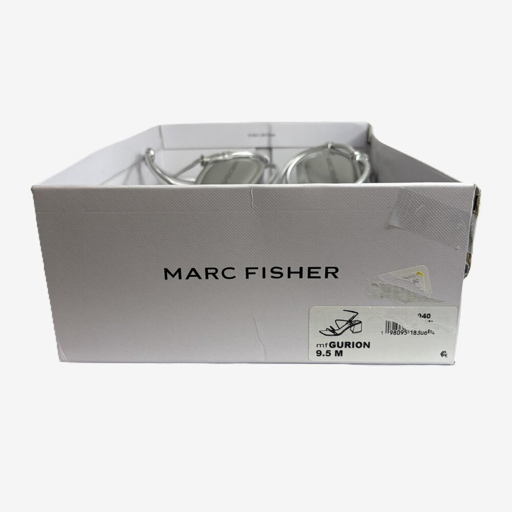 NWT Marc Fisher Gurion Silver Block Heel Sandals 9.5 Metallic Ankle Strap Party - Picture 10 of 13